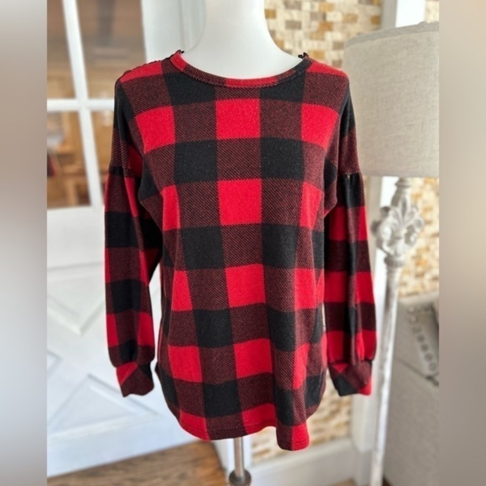 7th Ray Lace Back Plaid Top View 2